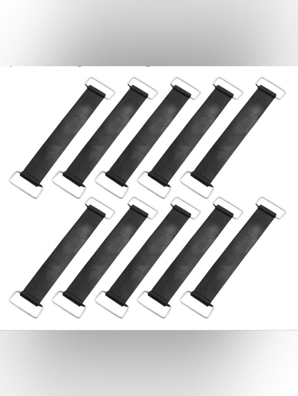Set of 10 Black Rubber Straps with Metal Loops For Motorcycles, Autos, Etc.